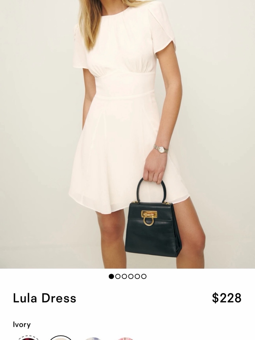 Reformation Ivory Fit-and-Flare Lula Mini Dress